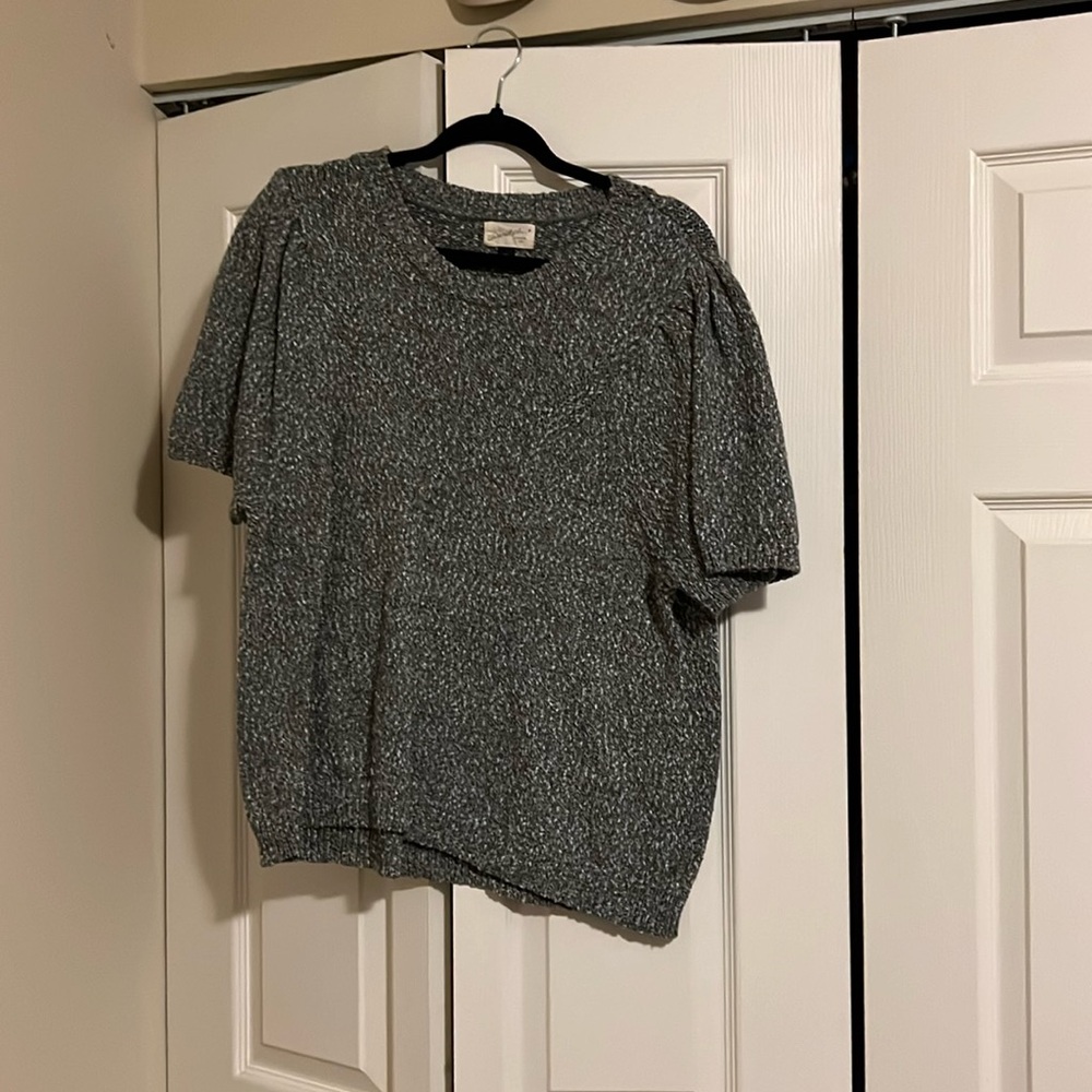 Grey speckled sweater blouse